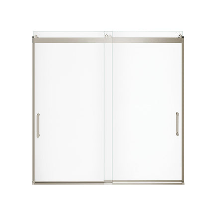 Revelation Round 56-59 in. x 56 ¾-59 ¼ in. 6 mm Bypass Tub Door for Alcove with Clear glass in Brushed Nickel - Plumbing Market