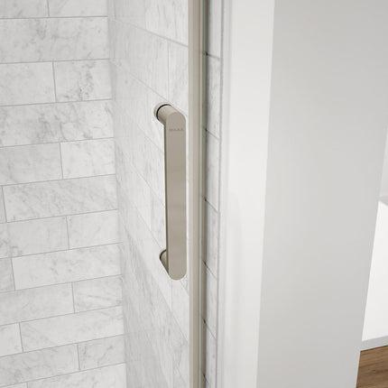 Revelation Round 56-59 in. x 56 ¾-59 ¼ in. 6 mm Bypass Tub Door for Alcove with Clear glass in Brushed Nickel - Plumbing Market