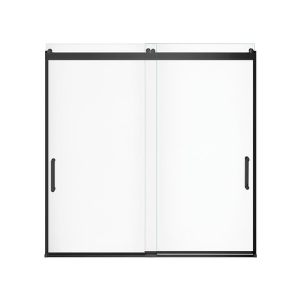 Revelation Round 56-59 in. x 56 ¾-59 ¼ in. 6 mm Bypass Tub Door for Alcove Installation with Clear glass in Matte Black - Plumbing Market