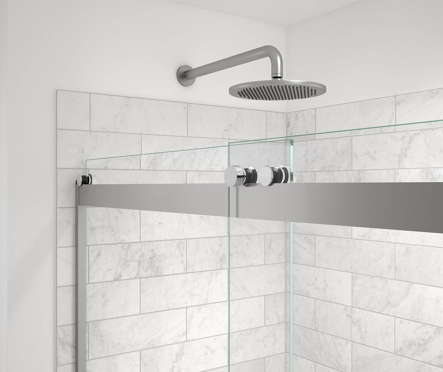 Revelation Round 44-47 x 70 ½-73 in. 8mm Bypass Shower Door for Alcove Installation with Clear glass in Chrome - Plumbing Market