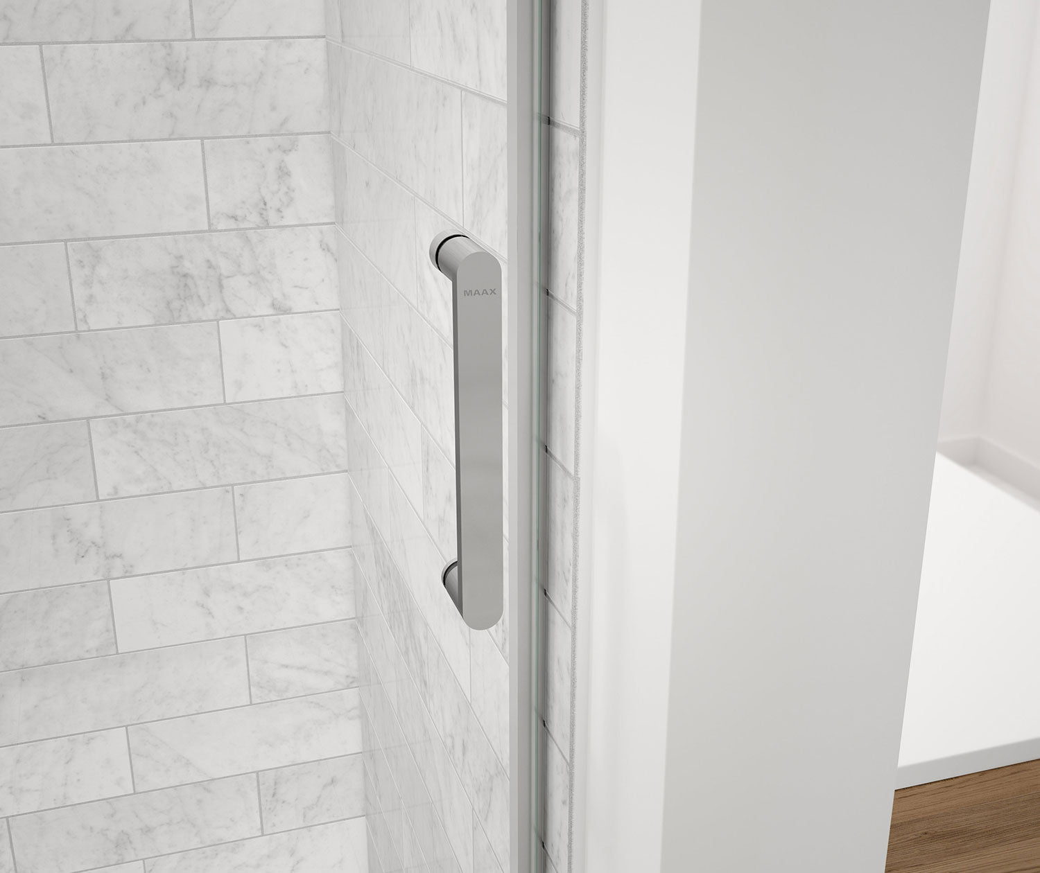 Revelation Round 44-47 x 70 ½-73 in. 8mm Bypass Shower Door for Alcove Installation with Clear glass in Chrome - Plumbing Market