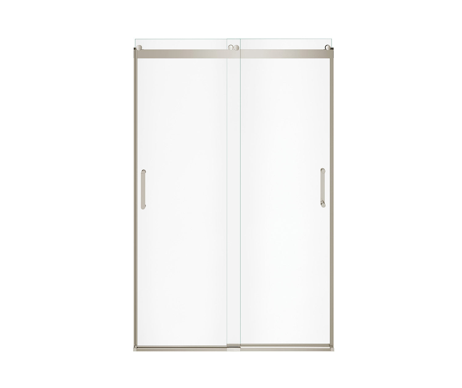Revelation Round 44-47 x 70 ½-73 in. 8mm Bypass Shower Door for Alcove Installation with Clear glass in Brushed Nickel - Plumbing Market