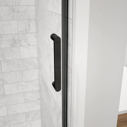 Revelation Round 44-47 x 70 ½-73 in. 8mm Bypass Shower Door for Alcove Installation with Clear glass in Matte Black - Plumbing Market