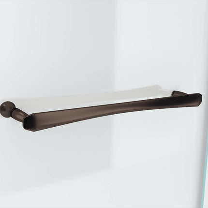 Reveal 71 51 ½-54 ½ x 71 ½ in. 8mm Pivot Shower Door for Alcove Installation with Clear glass in Dark Bronze - Plumbing Market