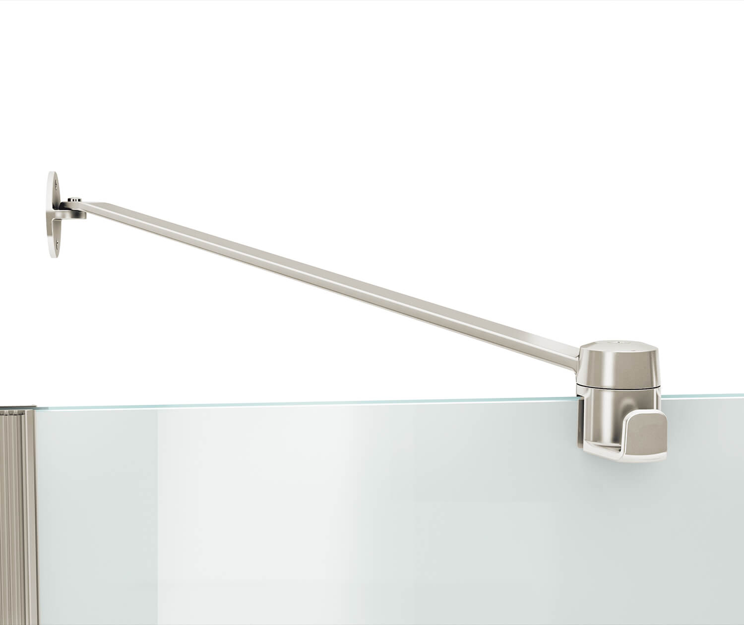 Reveal 71 51 ½-54 ½ x 71 ½ in. 8mm Pivot Shower Door for Alcove Installation with Clear glass in Brushed Nickel - Plumbing Market