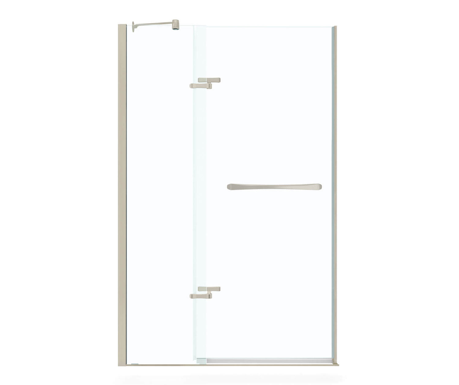 Reveal 71 51 ½-54 ½ x 71 ½ in. 8mm Pivot Shower Door for Alcove Installation with Clear glass in Brushed Nickel - Plumbing Market