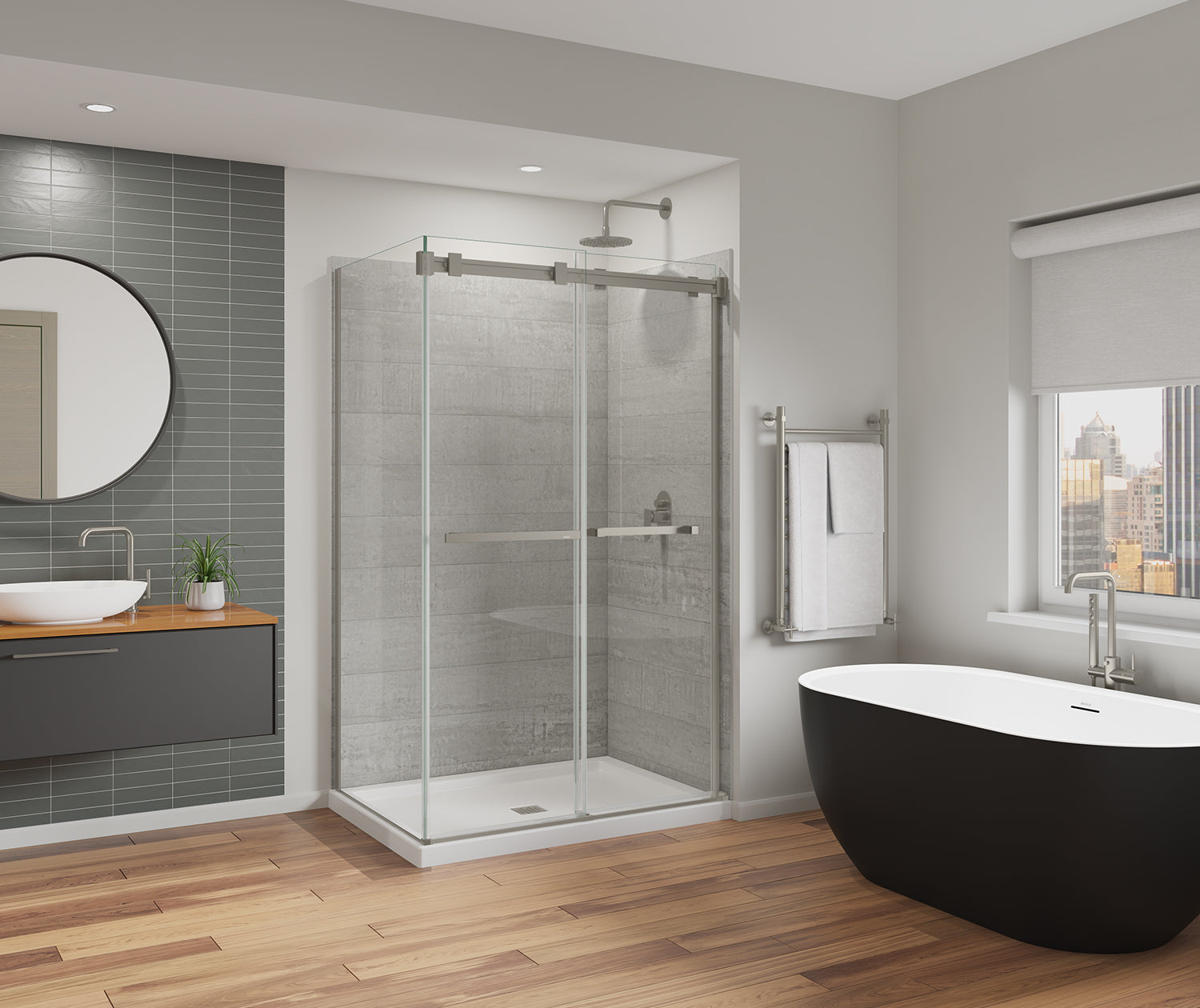 Duel Alto 44-47 X 78 in. 8mm Bypass Shower Door for Alcove Installation with GlassShield® glass in Brushed Nickel - Plumbing Market
