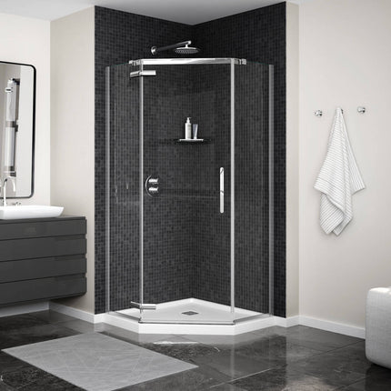 Link Curve Neo-angle 38 x 38 x 75 in. 8mm Pivot Shower Door for Corner Installation with Clear glass in Chrome - Plumbing Market