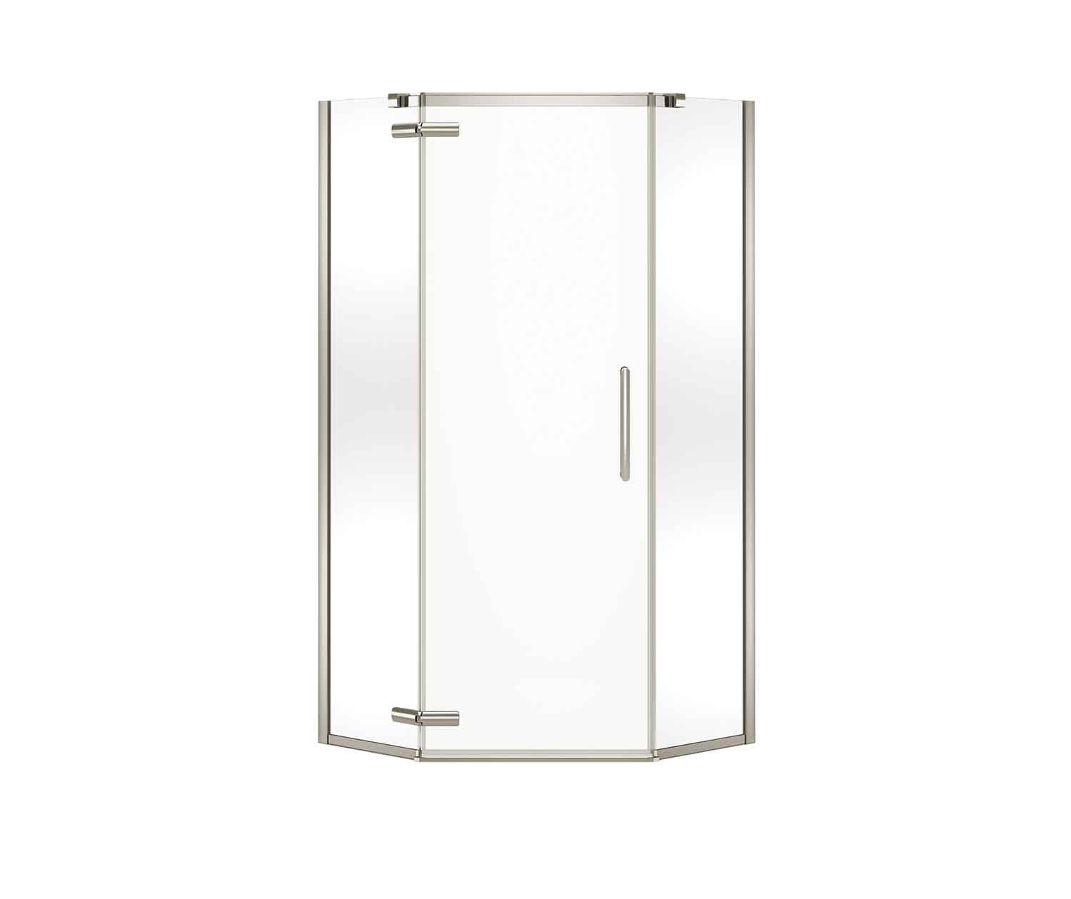 Link Curve Neo-angle 40 x 40 x 75 in. 8mm Pivot Shower Door for Corner Installation with Clear glass in Brushed Nickel - Plumbing Market