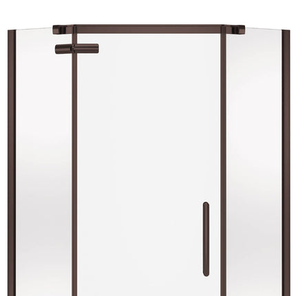Hana Neo-angle 38 x 38 x 75 in. 8mm Pivot Shower Door for Corner Installation with Clear glass in Dark Bronze - Plumbing Market