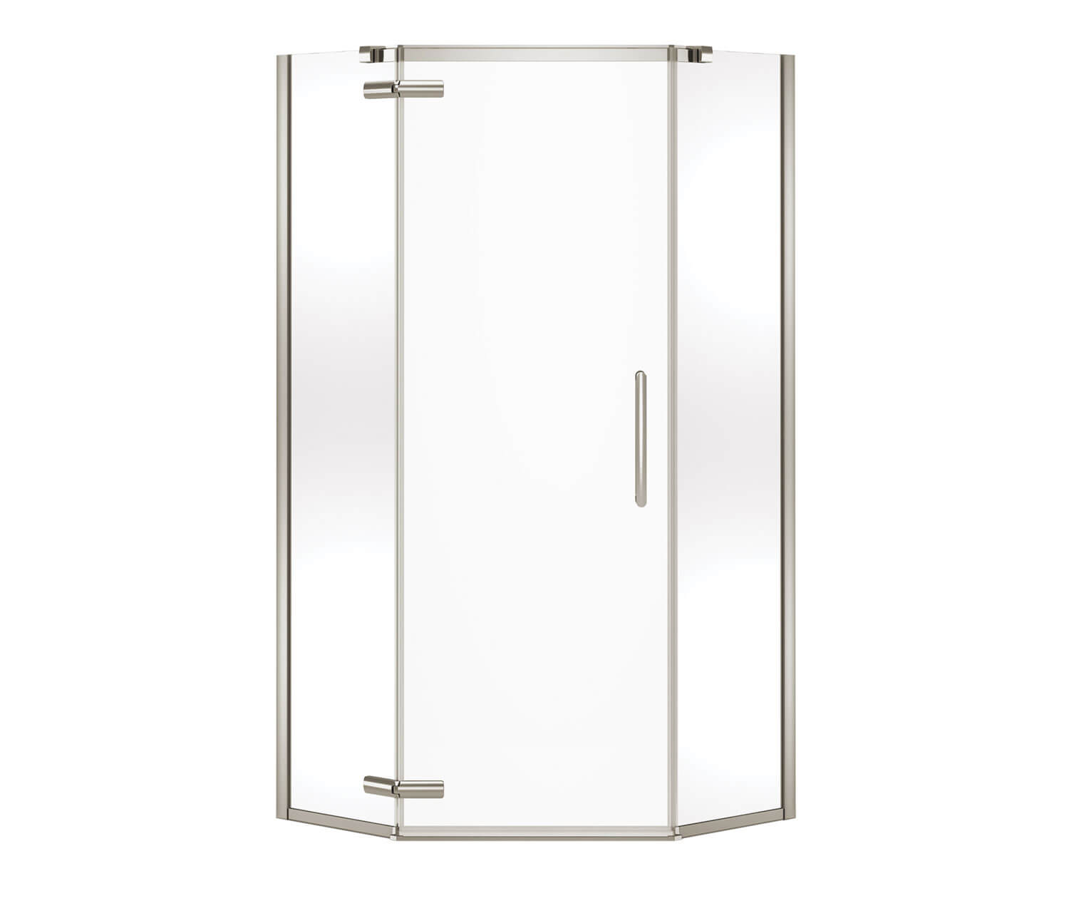 Hana Neo-angle 38 x 38 x 75 in. 8mm Pivot Shower Door for Corner Installation with Clear glass in Brushed Nickel - Plumbing Market