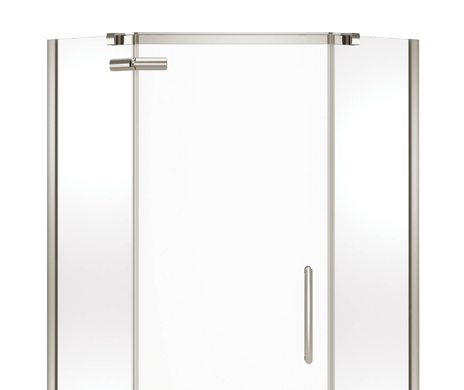 Hana Neo-angle 40 x 40 x 75 in. 8mm Pivot Shower Door for Corner Installation with Clear glass in Brushed Nickel - Plumbing Market