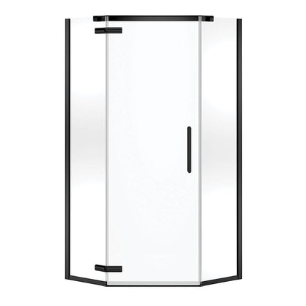 Hana Neo-angle 40 x 40 x 75 in. 8mm Pivot Shower Door for Corner Installation with Clear glass in Matte Black - Plumbing Market