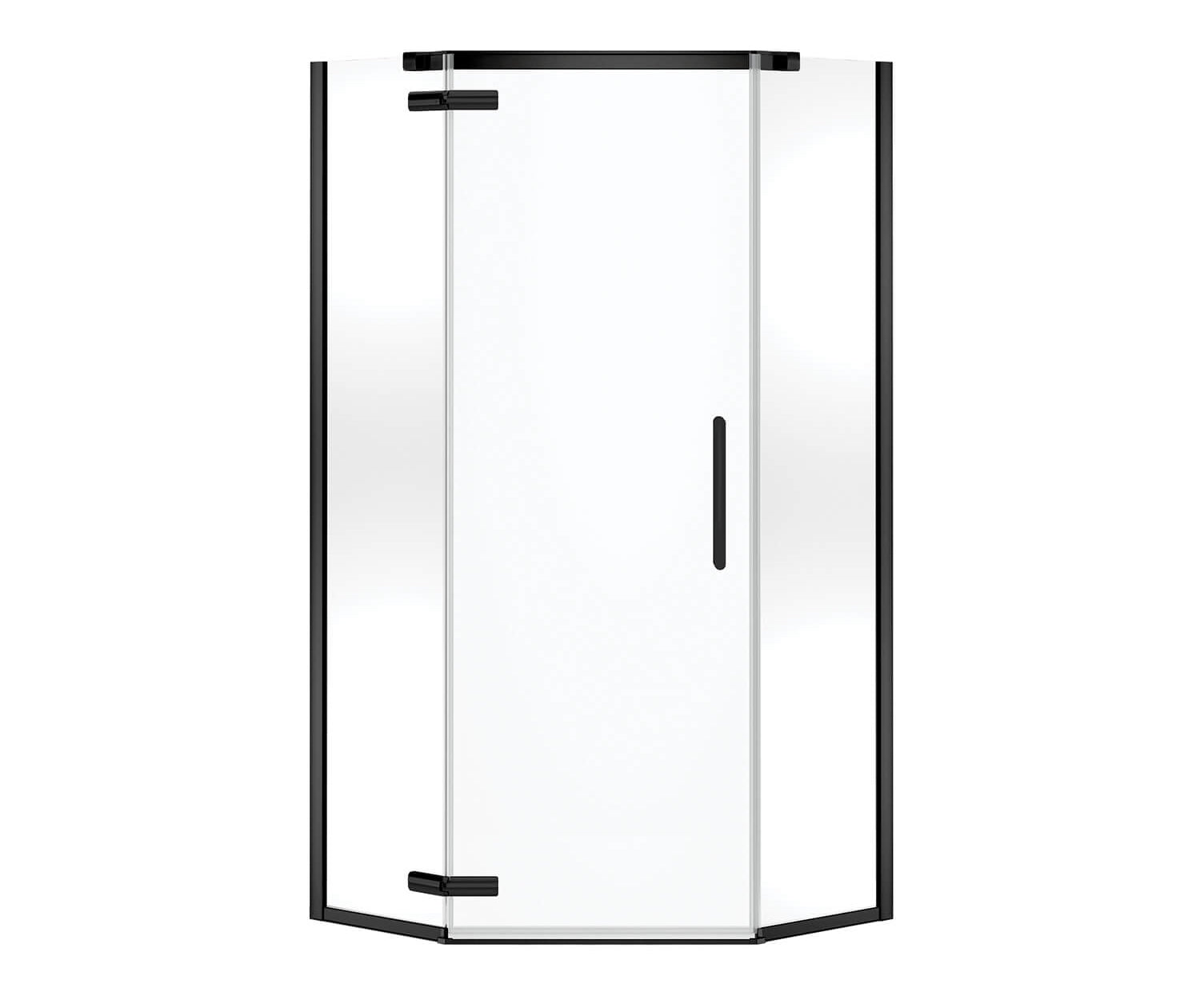 Hana Neo-angle 40 x 40 x 75 in. 8mm Pivot Shower Door for Corner Installation with Clear glass in Matte Black - Plumbing Market