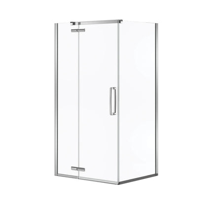 Hana Rectangular 42 x 34 x 75 in. 8mm Pivot Shower Door for Corner Installation with Clear glass in Chrome - Plumbing Market
