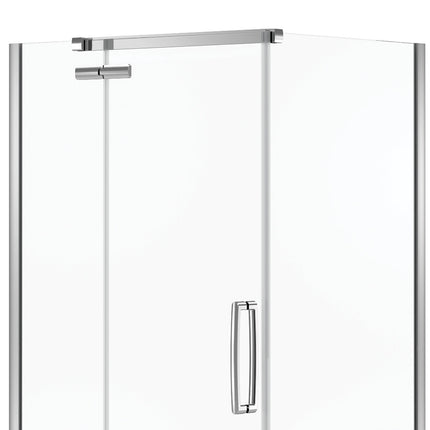 Hana Rectangular 42 x 34 x 75 in. 8mm Pivot Shower Door for Corner Installation with Clear glass in Chrome - Plumbing Market