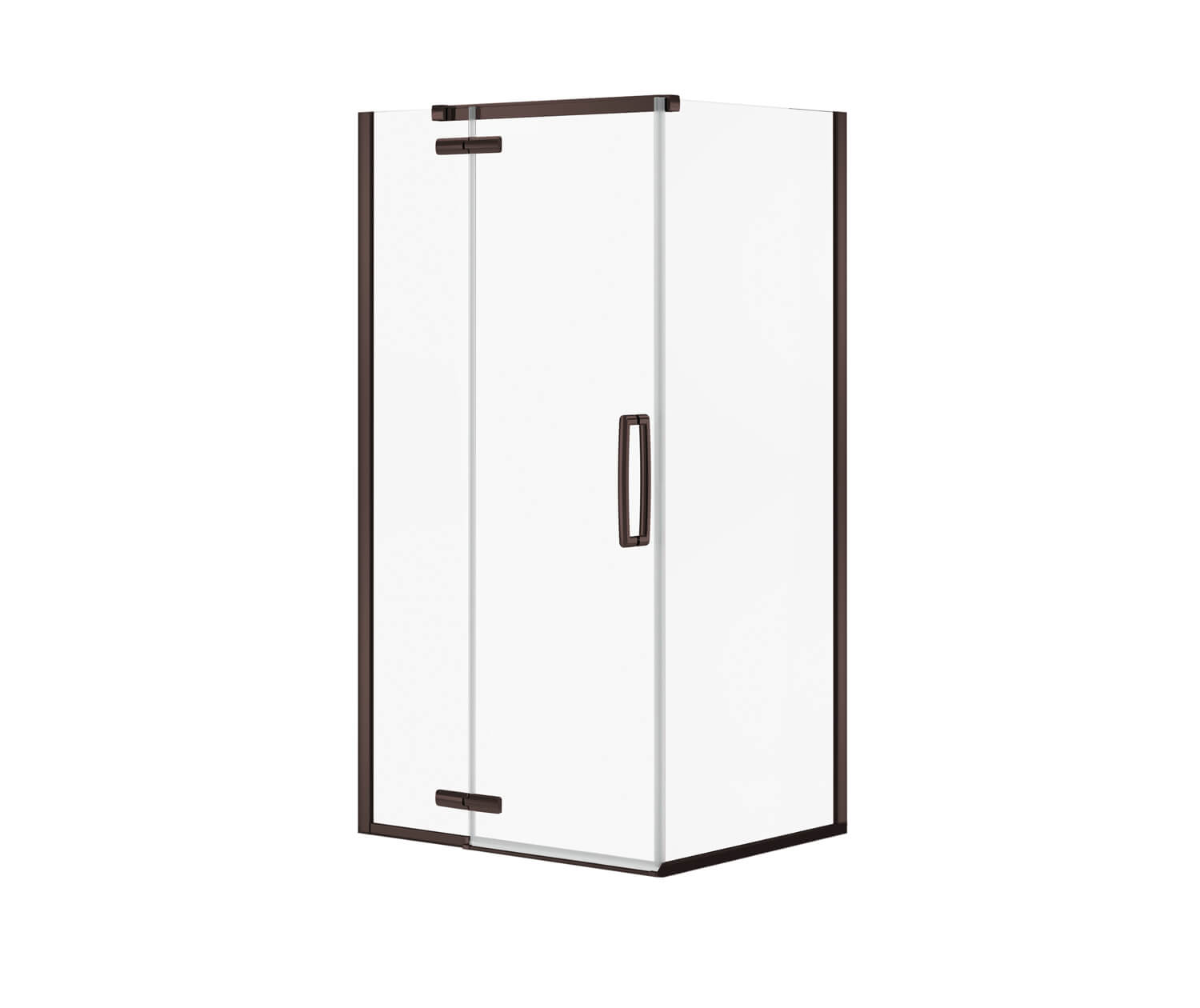 Hana Rectangular 42 x 34 x 75 in. 8mm Pivot Shower Door for Corner Installation with Clear glass in Dark Bronze - Plumbing Market