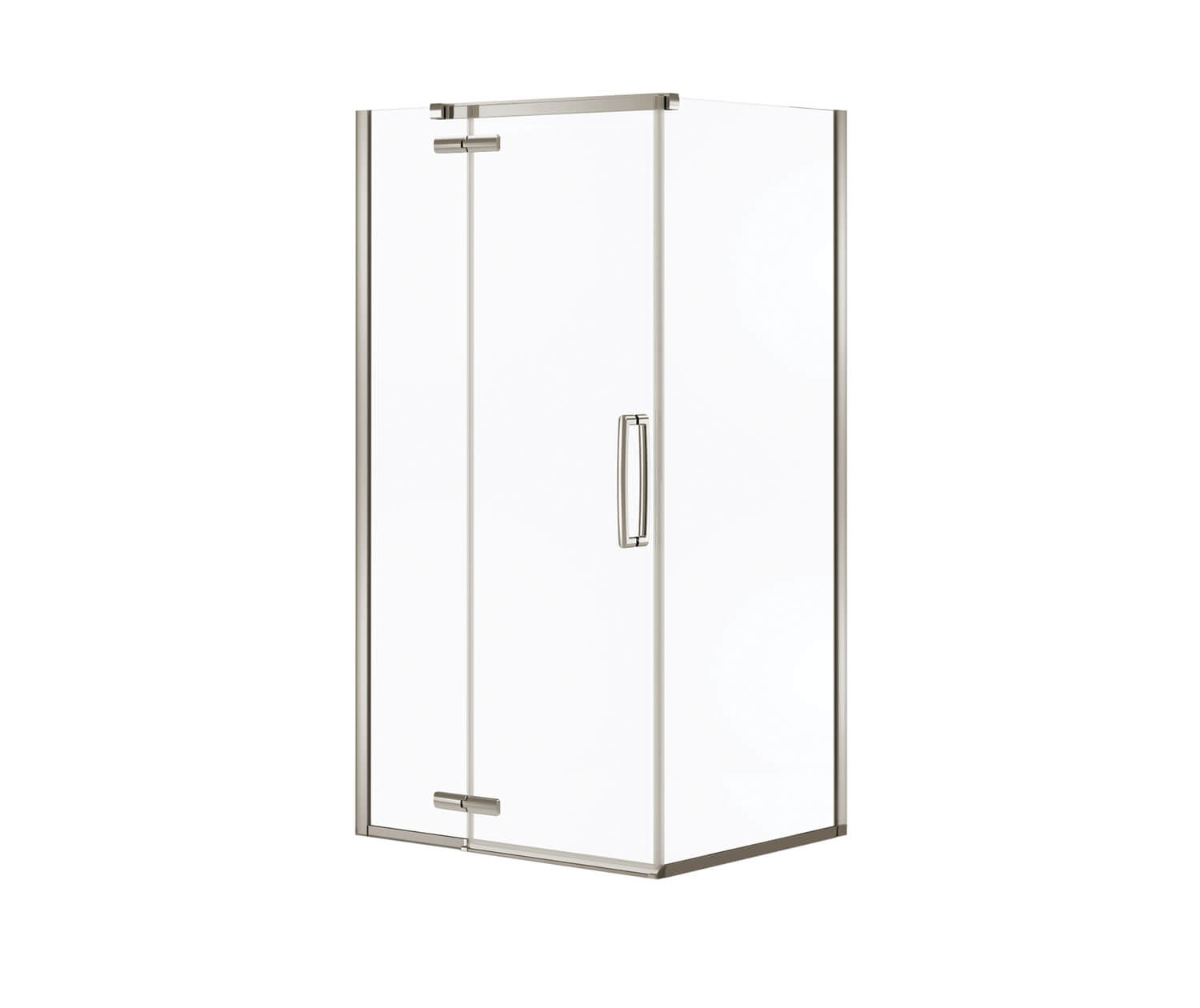 Hana Rectangular 42 x 34 x 75 in. 8mm Pivot Shower Door for Corner Installation with Clear glass in Brushed Nickel - Plumbing Market