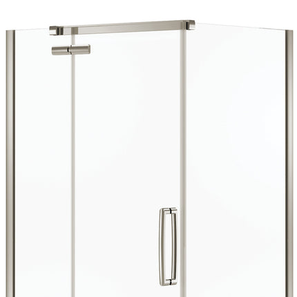 Hana Rectangular 42 x 34 x 75 in. 8mm Pivot Shower Door for Corner Installation with Clear glass in Brushed Nickel - Plumbing Market