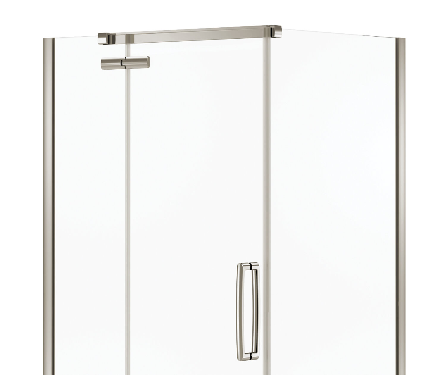 Hana Rectangular 42 x 34 x 75 in. 8mm Pivot Shower Door for Corner Installation with Clear glass in Brushed Nickel - Plumbing Market