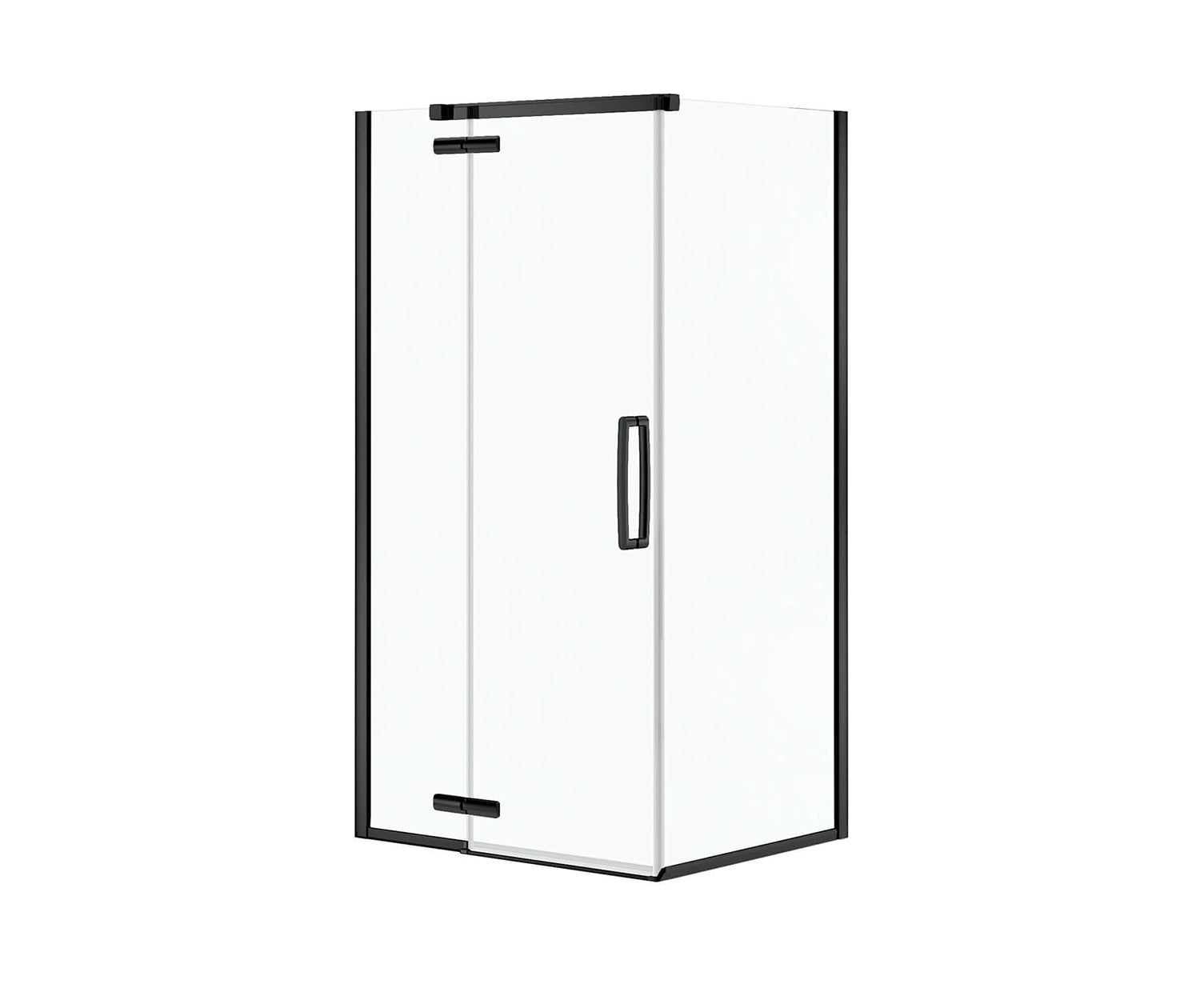 Hana Rectangular 42 x 34 x 75 in. 8mm Pivot Shower Door for Corner Installation with Clear glass in Matte Black - Plumbing Market