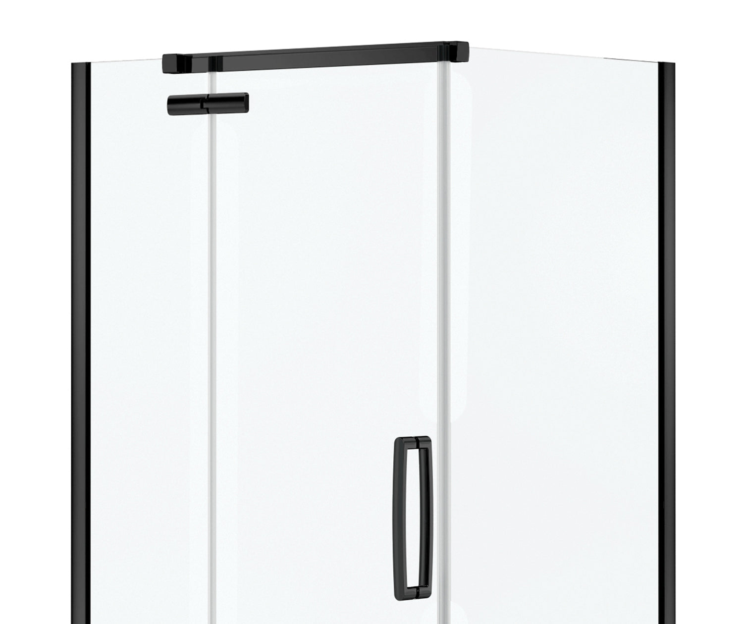 Hana Rectangular 42 x 34 x 75 in. 8mm Pivot Shower Door for Corner Installation with Clear glass in Matte Black - Plumbing Market