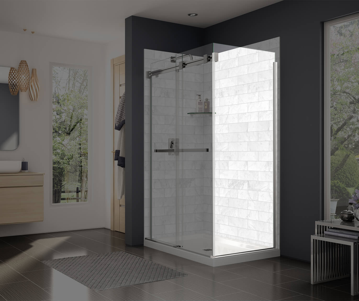 Duel and Inverto Return Panel for 36 in. Base with Clear glass in Chrome - Plumbing Market