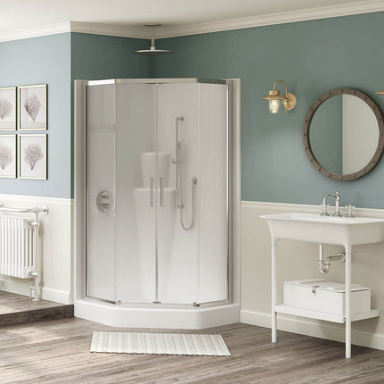 Radia Neo-angle 36 x 36 x 71 ½ in. 6 mm Sliding Shower Door for Corner Installation with Clear glass in Chrome - Plumbing Market