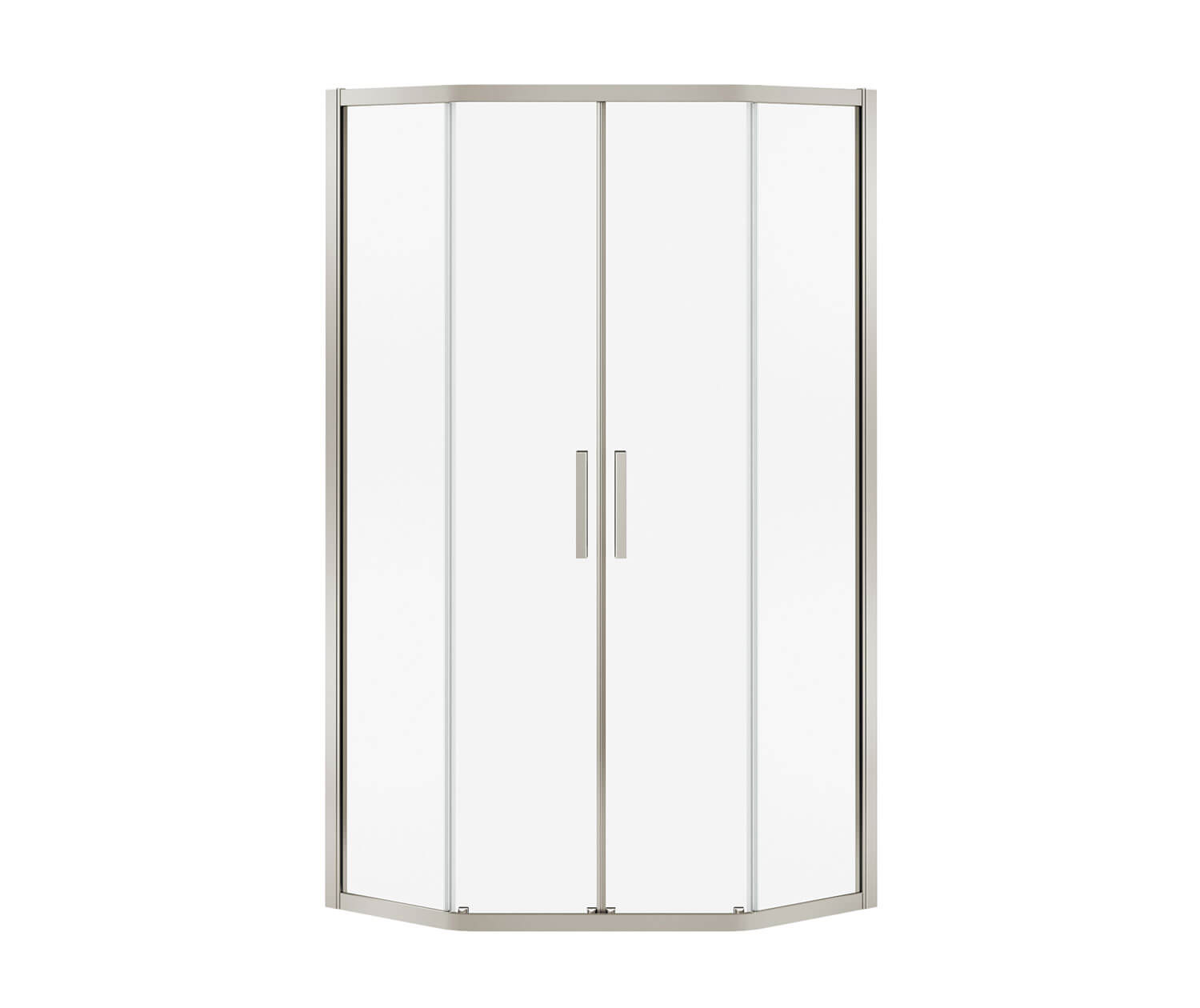 Radia Neo-angle 36 x 36 x 71 ½ in. 6 mm Sliding Shower Door for Corner Installation with Clear glass in Brushed Nickel - Plumbing Market