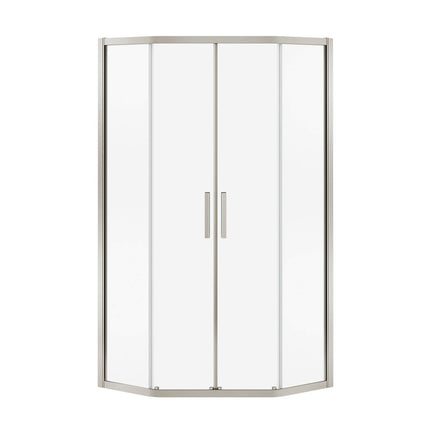 Radia Neo-angle 36 x 36 x 71 ½ in. 6 mm Sliding Shower Door for Corner Installation with Clear glass in Brushed Nickel - Plumbing Market