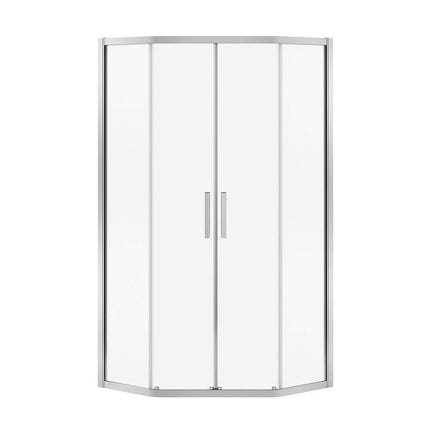 Radia Neo-angle 38 x 38 x 71 ½ in. 6 mm Sliding Shower Door for Corner Installation with Clear glass in Chrome - Plumbing Market