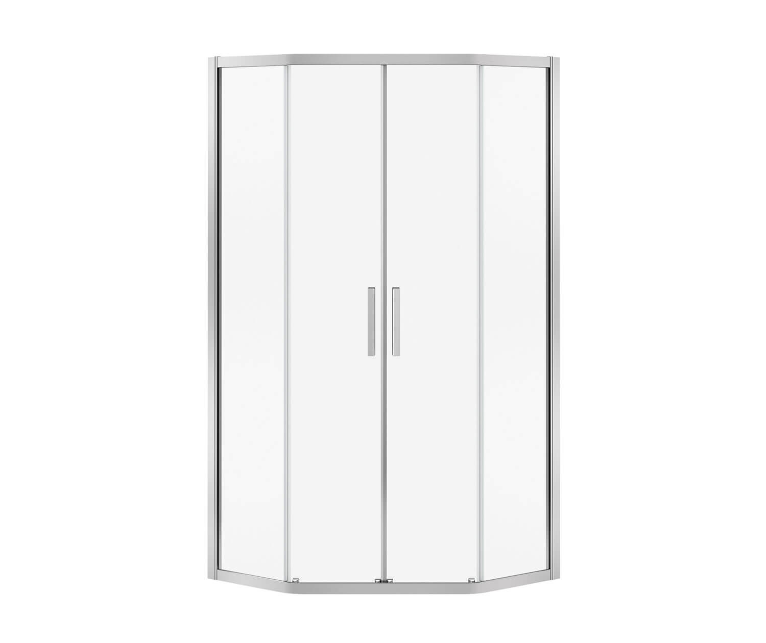 Radia Neo-angle 38 x 38 x 71 ½ in. 6 mm Sliding Shower Door for Corner Installation with Clear glass in Chrome - Plumbing Market
