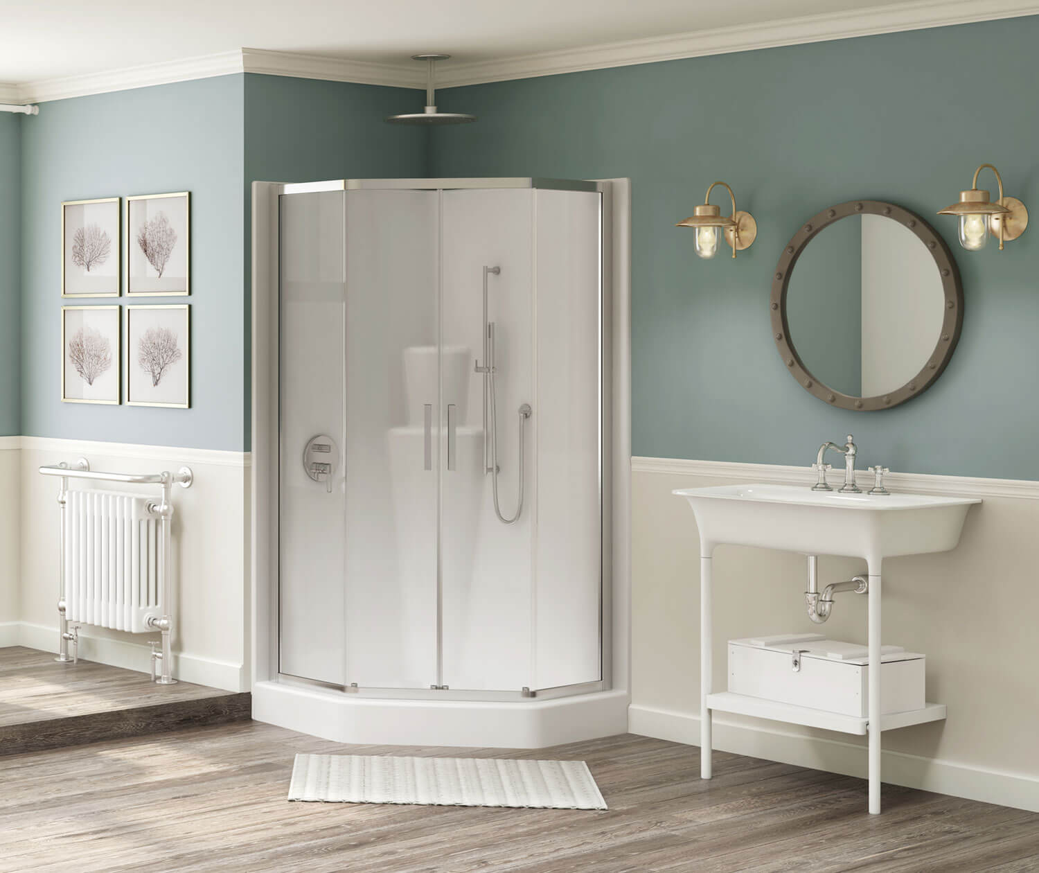 Radia Neo-angle 38 x 38 x 71 ½ in. 6 mm Sliding Shower Door for Corner Installation with Clear glass in Chrome - Plumbing Market