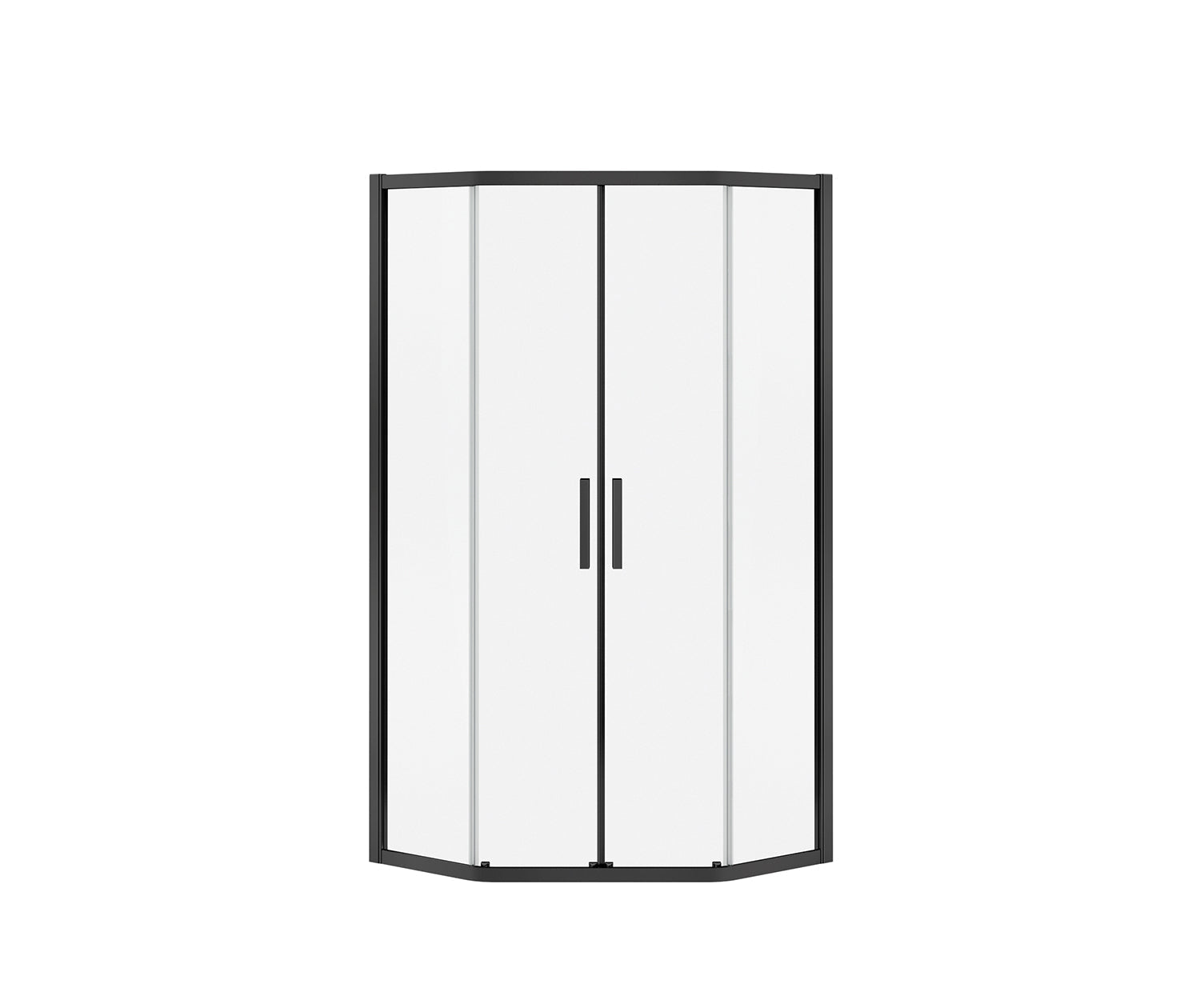 Radia Neo-angle 38 x 38 x 71 ½ in. 6 mm Sliding Shower Door for Corner Installation with Clear glass in Matte Black - Plumbing Market
