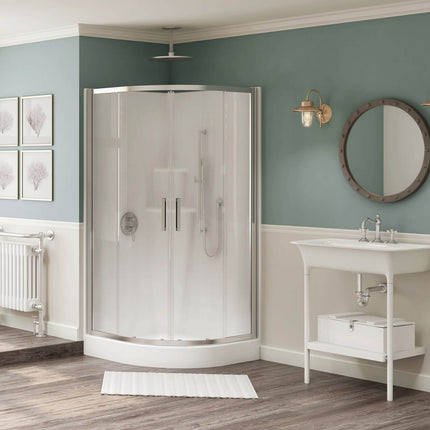 Radia Neo-round 32 x 32 x 71 ½ in. 6 mm Sliding Shower Door for Corner Installation with Clear glass in Chrome - Plumbing Market