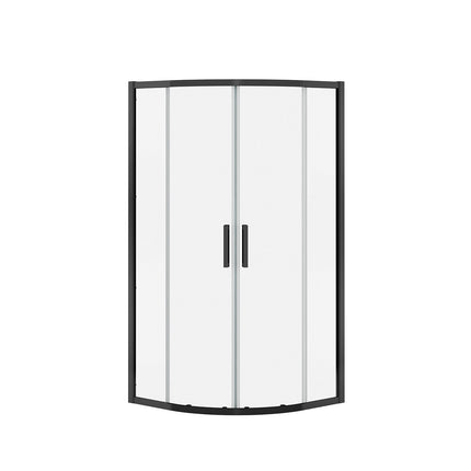 Radia Neo-round 32 x 32 x 71 ½ in. 6 mm Sliding Shower Door for Corner Installation with Clear glass in Matte Black - Plumbing Market