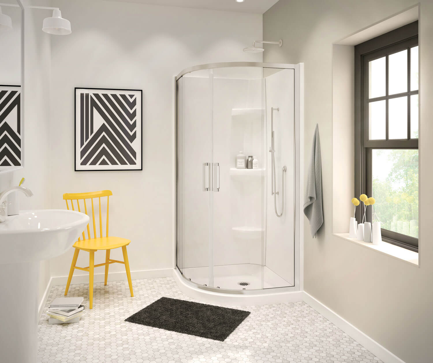 Radia Neo-round 36 x 36 x 71 ½ in. 6 mm Sliding Shower Door for Corner Installation with Clear glass in Brushed Nickel - Plumbing Market