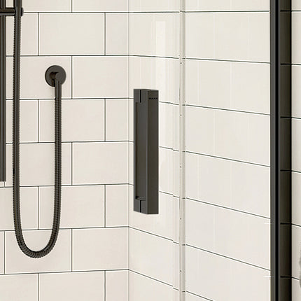 Radia Round 36 x 36 x 71 ½ in. 6 mm Sliding Shower Door for Corner Installation with Clear glass in Matte Black - Plumbing Market