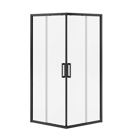 Radia Square 36 x 36 x 71 ½ in. 6 mm Sliding Shower Door for Corner Installation with Clear glass in Matte Black - Plumbing Market