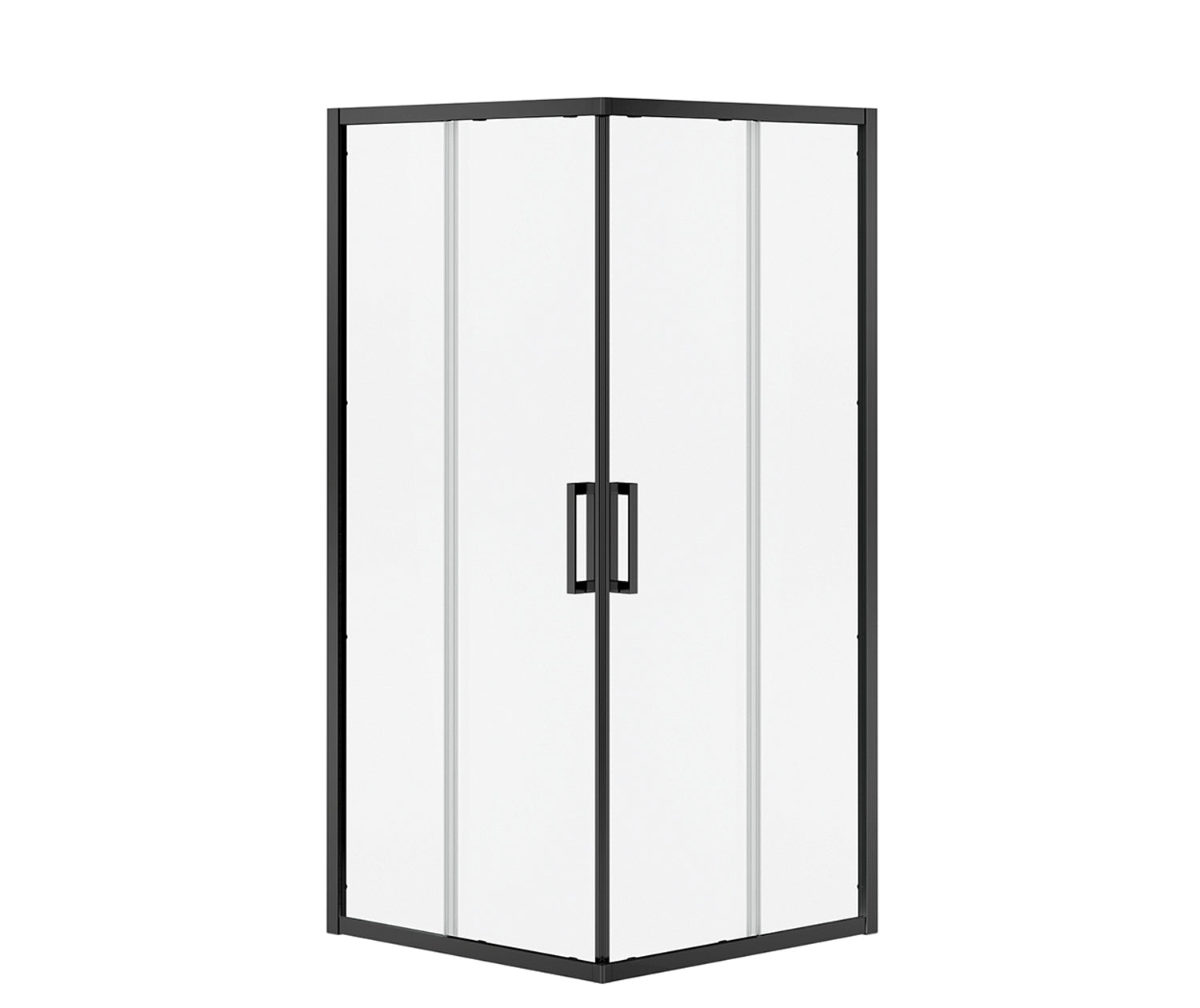 Radia Square 36 x 36 x 71 ½ in. 6 mm Sliding Shower Door for Corner Installation with Clear glass in Matte Black - Plumbing Market