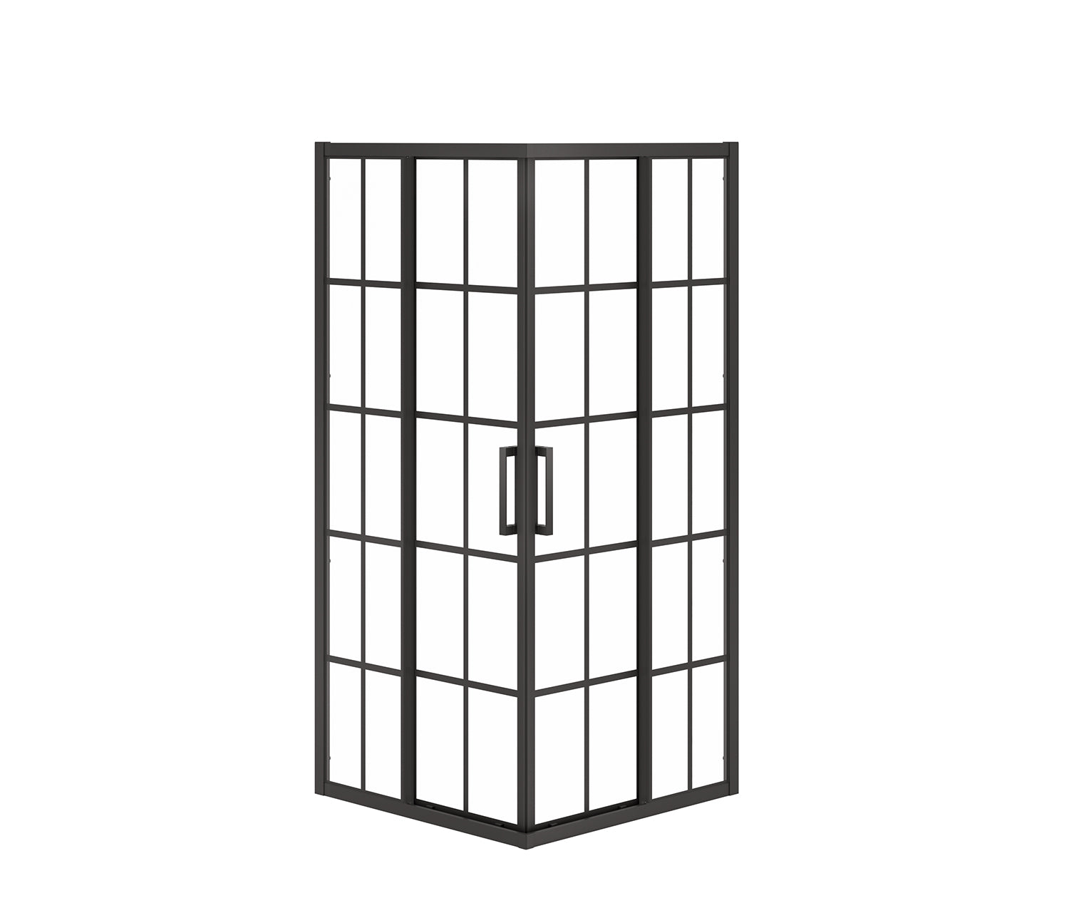 Radia Square 36 x 36 x 71 ½ in. 6 mm Sliding Shower Door for Corner Installation with French glass in Matte Black - Plumbing Market