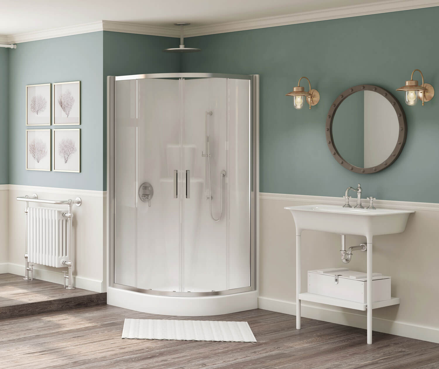Radia Neo-round 38 x 38 x 71 ½ in. 6 mm Sliding Shower Door for Corner Installation with Clear glass in Chrome - Plumbing Market