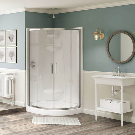 Radia Neo-round 38 x 38 x 71 ½ in. 6 mm Sliding Shower Door for Corner Installation with Clear glass in Chrome - Plumbing Market