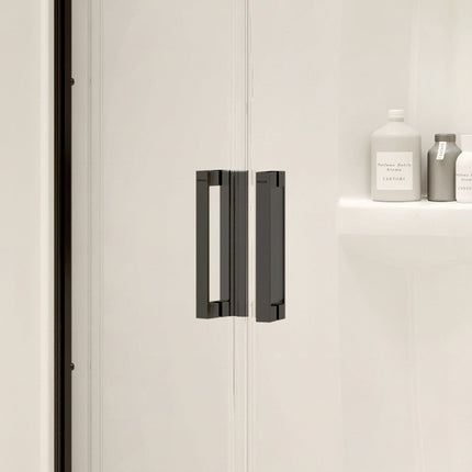 Radia Neo-round 38 x 38 x 71 ½ in. 6 mm Sliding Shower Door for Corner Installation with Clear glass in Matte Black - Plumbing Market