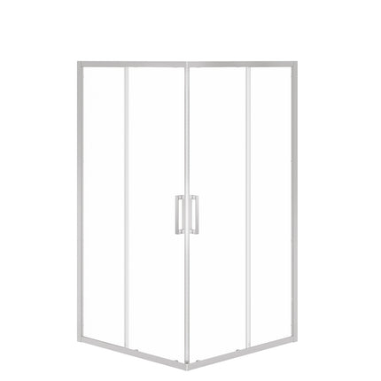 Radia Square 42 x 42 x 71 ½ in. 6 mm Sliding Shower Door for Corner Installation with Clear Glass in Chrome - Plumbing Market
