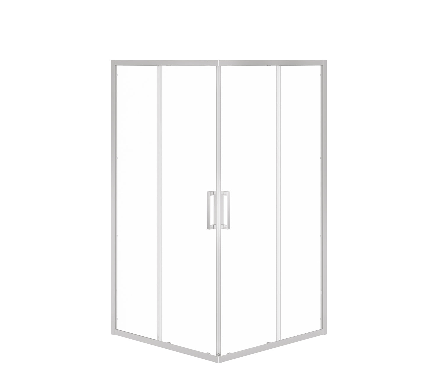 Radia Square 42 x 42 x 71 ½ in. 6 mm Sliding Shower Door for Corner Installation with Clear Glass in Chrome - Plumbing Market