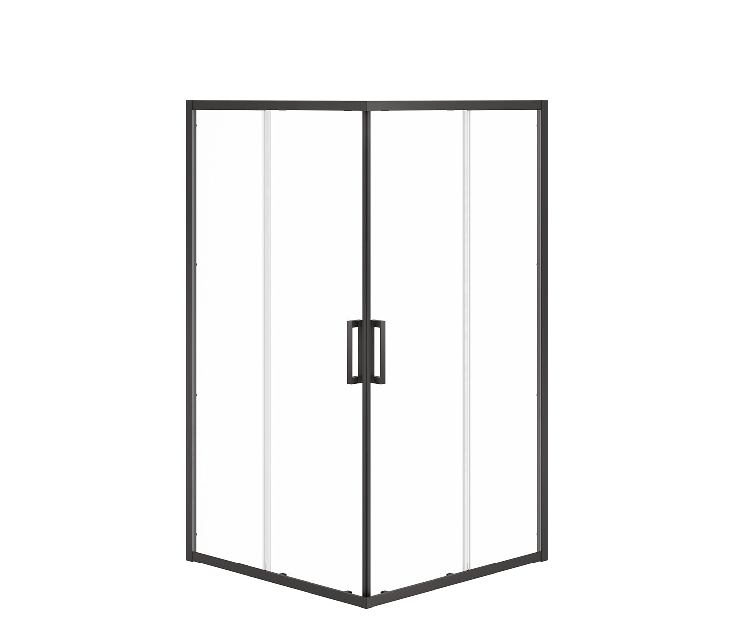 Radia Square 42 x 42 x 71 ½ in. 6 mm Sliding Shower Door for Corner Installation with Clear Glass in Matte Black - Plumbing Market