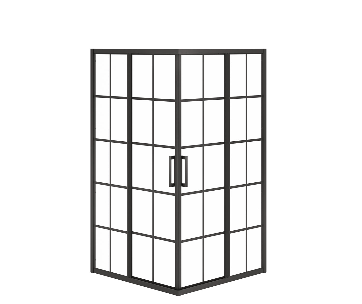 Radia Square 42 x 42 x 71 ½ in. 6 mm Sliding Shower Door for Corner Installation with French Glass in Matte Black - Plumbing Market