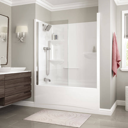 Edge 30 x 55 ½ in. 6 mm Tub Screen for Alcove Installation with Clear glass in Chrome - Plumbing Market