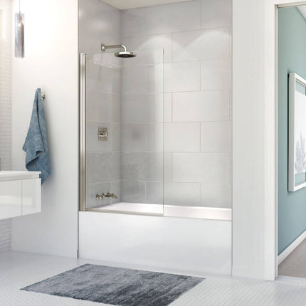 Edge Square 34 x 58 in. 8 mm Tub Screen for Alcove Installation with Clear glass in Brushed Nickel - Plumbing Market